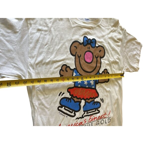 Vintage Tultex Go For The Gold Ice Skating Bear Tshirt Size XL - Picture 6 of 6